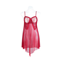 P8123--Semi-transparent lace slit sexy nightdress