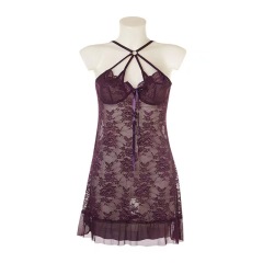 P8099--Hollowed-out see-through lace halter nightdress