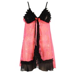 P8076--Lace mesh fun cardigan see-through nightdress