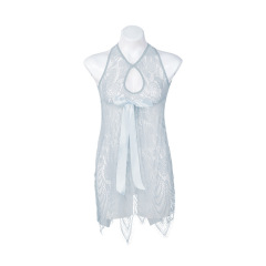 P8131--Hanging neck hollow lace bow fun nightdress