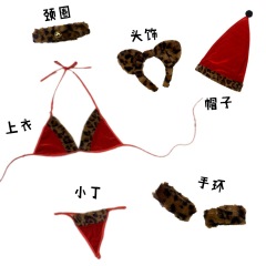 H2021--Sexy leopard print three-point cat dress sexy Christmas dress sexy underwear uniform temptation