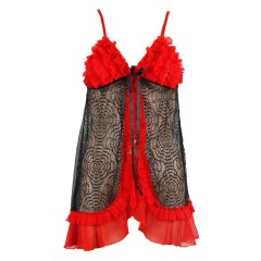 P8076--Lace mesh fun cardigan see-through nightdress