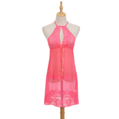 P8712--Hang neck gauze fun nightdress with thong