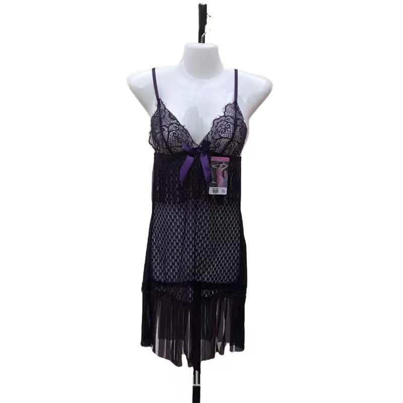 P8588--Women's sheer slip dress fringe pajamas