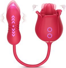 S361-7-Women's telescopic vibrator stick rose tongue licker masturbation massage telescopic jumping egg