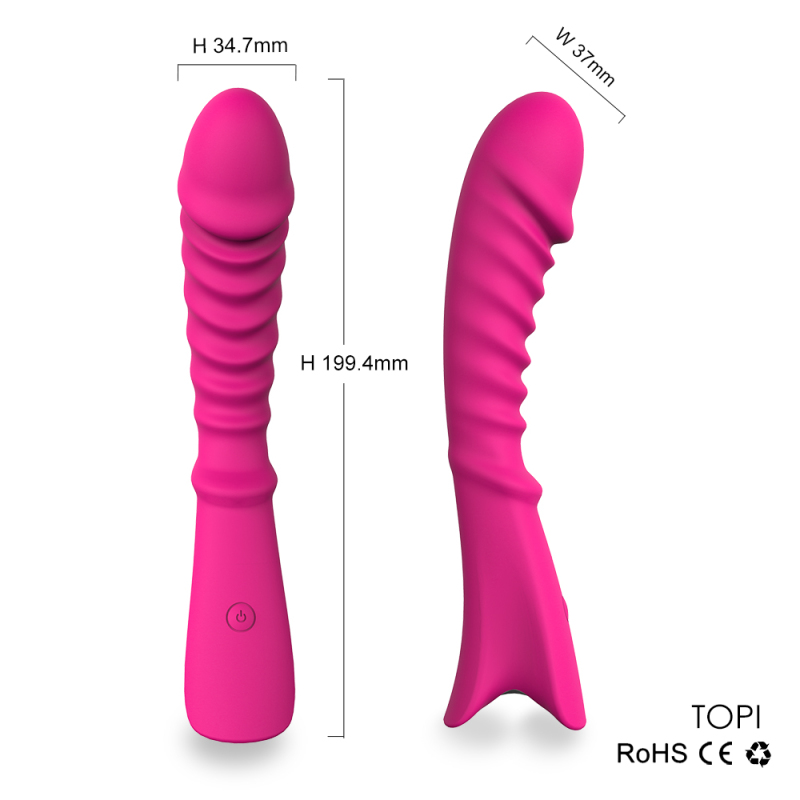 S025--Vibrating phallus 9 frequency strong shock vibrator stick USB rechargeable electric phallus
