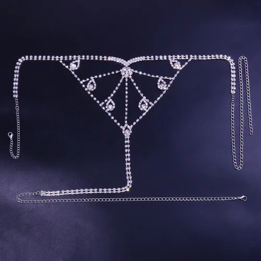 D823-Cross-border fashion accessories full of diamonds, simple crystal waist chain, European and American fashion rhinestone underwear chain, female