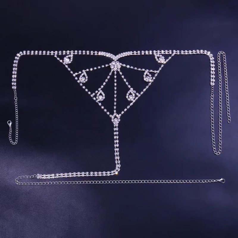 D823-Cross-border fashion accessories full of diamonds, simple crystal waist chain, European and American fashion rhinestone underwear chain, female