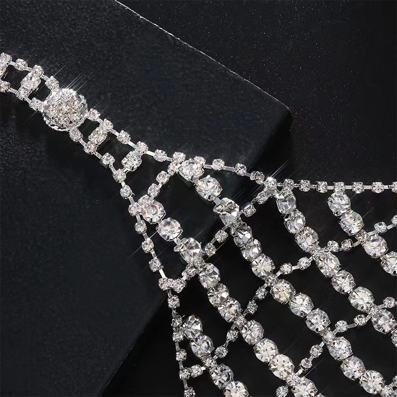 D822-New mesh diamond chest chain European and American nightclub shiny diamond sexy body chain