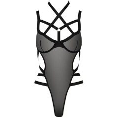 6608--Ultra-thin sexy high-end fashion gauze perspective lace-up sexy underwear jumpsuit