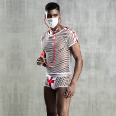 7212--Men's sex net clothes white sexy doctor sex uniform temptation