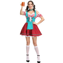 4333--German beer suit new Halloween costume Oktoberfest maid dress bar waiter performance dress