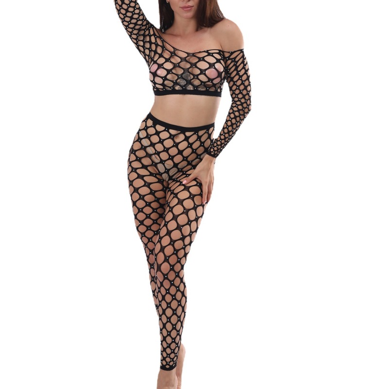 TZ501--New large mesh socks hand point drill nine-point pants hot diamond sexy pantyhose set