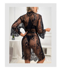 308--Sexy gauze nightgown lace lace seductive see-through pajamas women wear outside the home wear