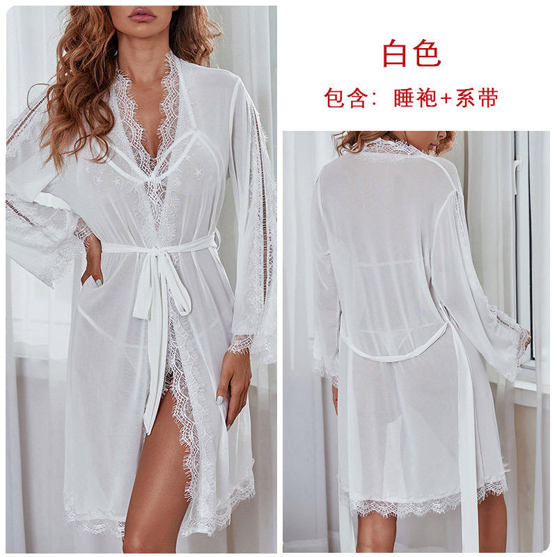 062--Women's mesh see-through set lace sexy pajamas women feel nightgown