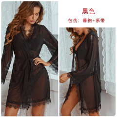 062--Women's mesh see-through set lace sexy pajamas women feel nightgown