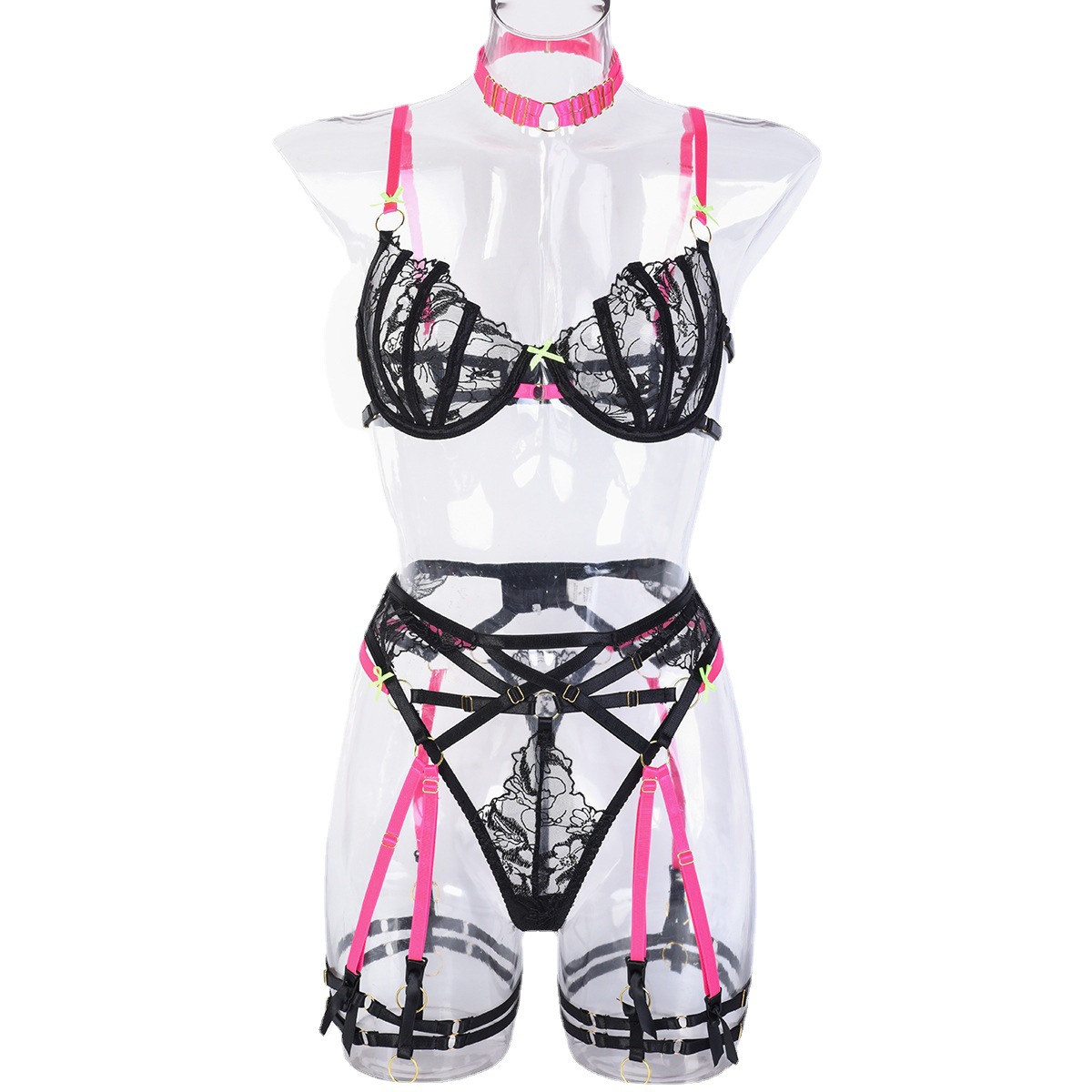 3258--Multi-color matching cute flower with hanging neck underwear fun 6-piece set