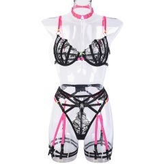 3258--Multi-color matching cute flower with hanging neck underwear fun 6-piece set