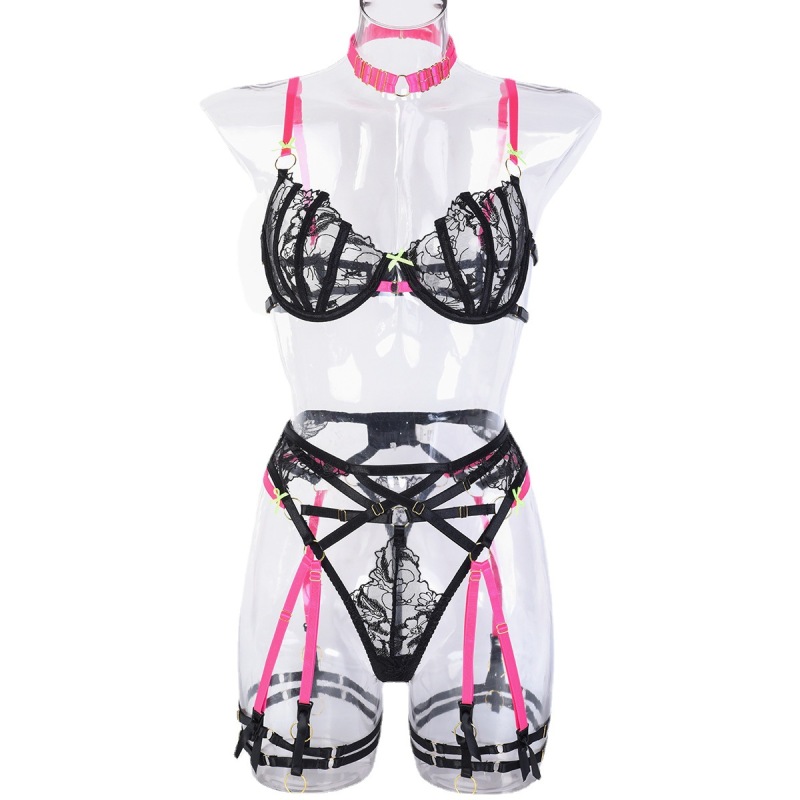 3258--Multi-color matching cute flower with hanging neck underwear fun 6-piece set