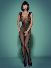 906088--See-through sexy sexy stockings seductive one-piece stockings hollow jacquard suspender one-piece mesh top