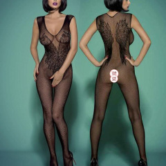 8911--See-through sexy sexy stockings seductive one-piece stockings hollow jacquard suspender one-piece mesh top