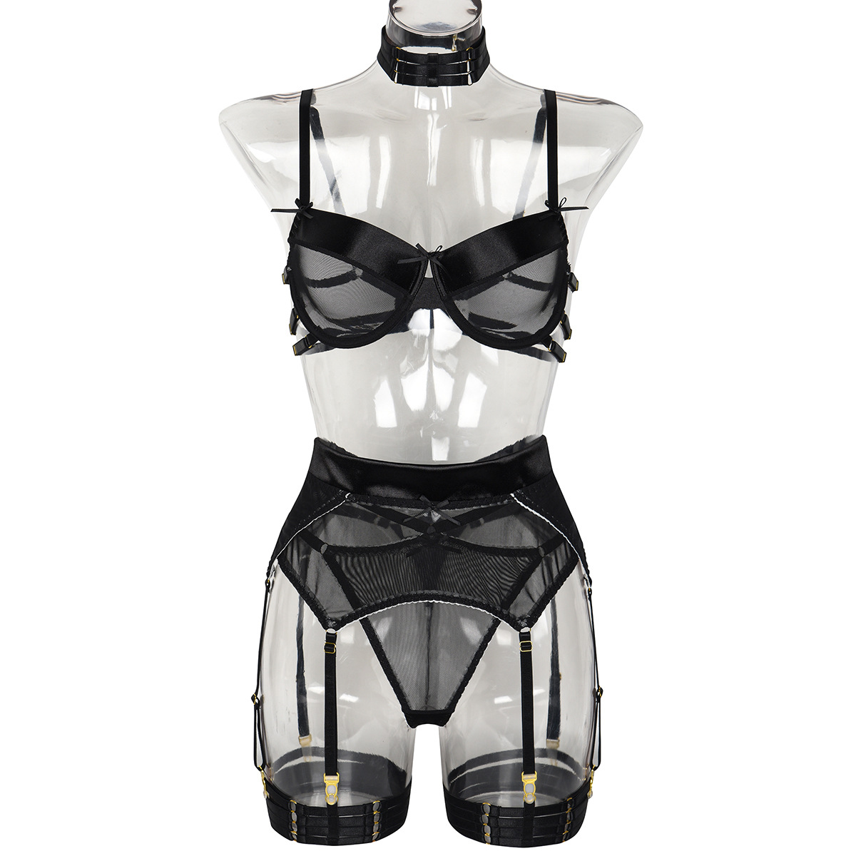 3400--Elastic mesh color contrast edge perspective sexy underwear