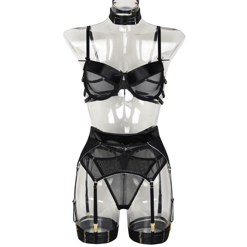 3400--Elastic mesh color contrast edge perspective sexy underwear
