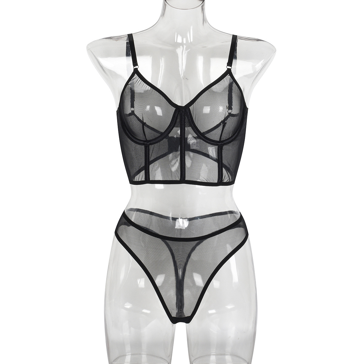 3409--Sexy underwear mesh gathering perspective sexy comfortable rubber bone body shaping set