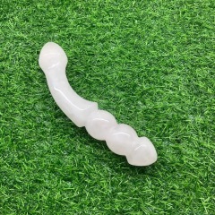 111--Natural white crystal carved raw stone polished crystal massage stick about 19cm