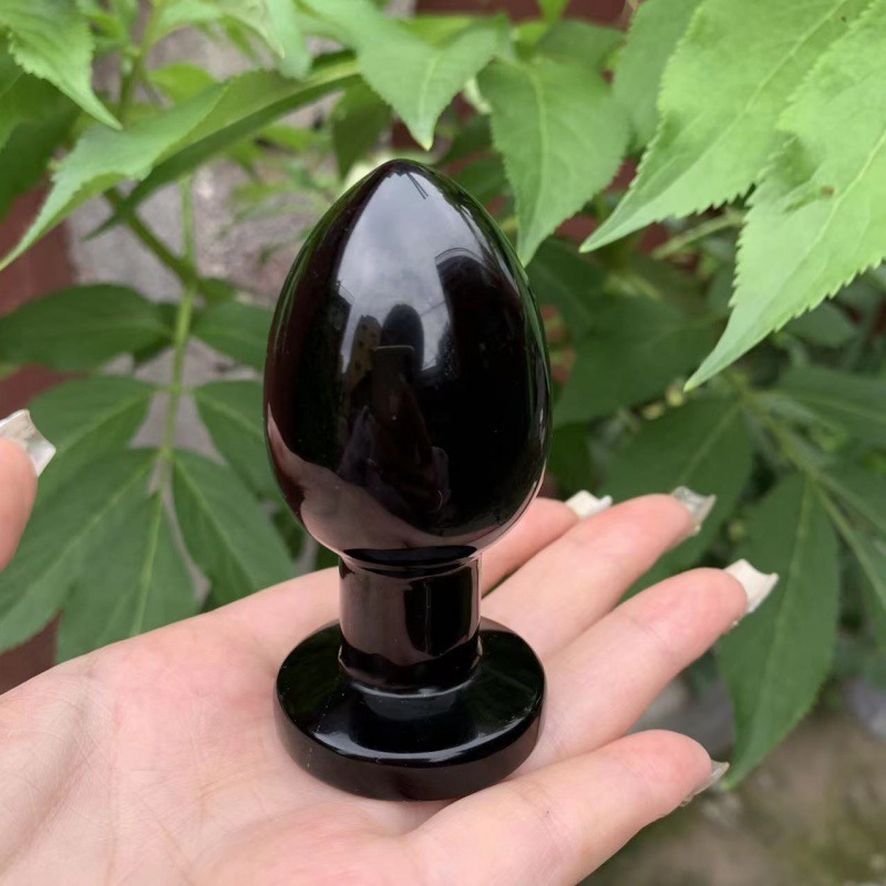 S118--Natural crystal obsidian light bulb white crystal powder crystal Dongling jade anal plug