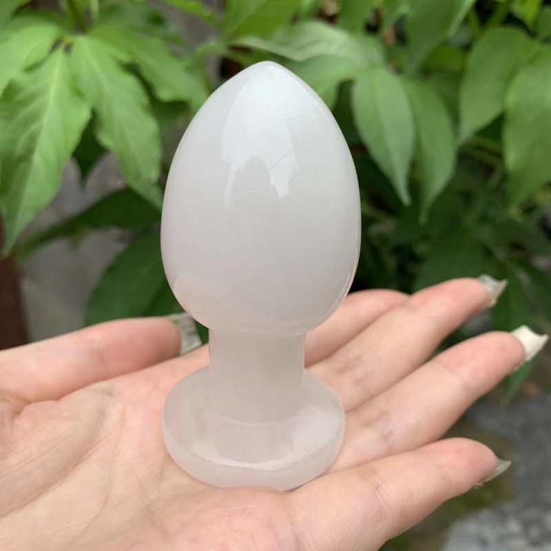 S118--Natural crystal obsidian light bulb white crystal powder crystal Dongling jade anal plug