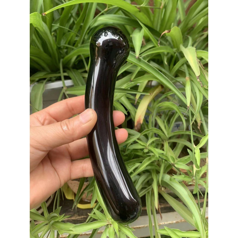 S112--Natural obsidian crystal massage stick