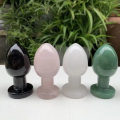 S118--Natural crystal obsidian light bulb white crystal powder crystal Dongling jade anal plug