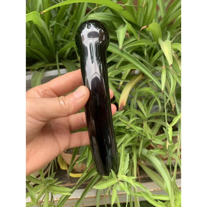 S112--Natural obsidian crystal massage stick