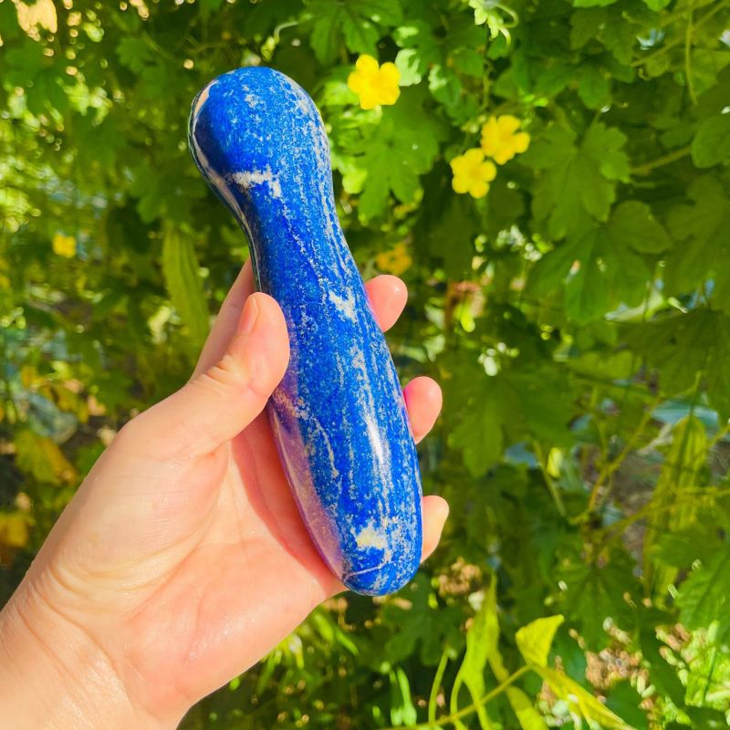 S132--Natural crystal lapis Lazuli crystal massage stick