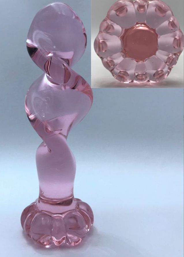 A49--Flower bottom rear court crystal stick female glass anal plug