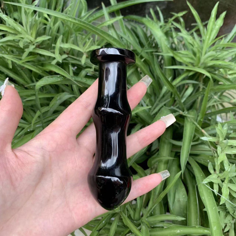 S151--Natural material obsidian crystal massage stick