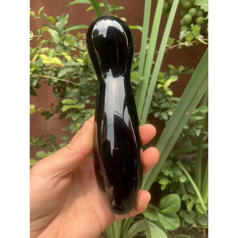 S150--Natural material obsidian crystal massage stick