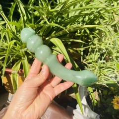S142--Natural crystal green aventurine crystal massage stick display