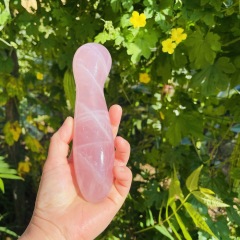 S139--Natural powder crystal carving polished raw stone crystal massage stick