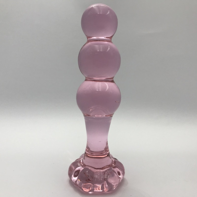 A49--Flower bottom rear court crystal stick female glass anal plug