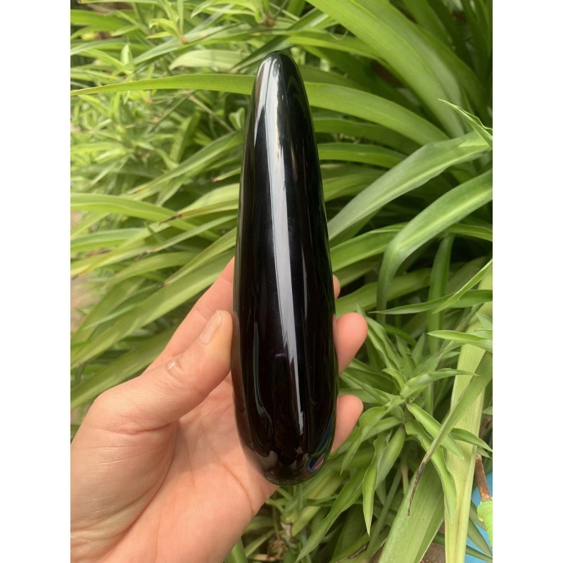 S120--Natural crystal sculpted raw stone polished crystal massage stick