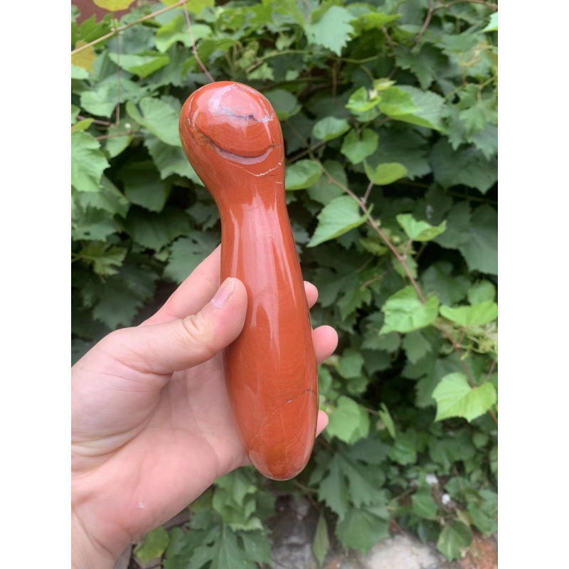 S147--Natural ruby crystal massage stick carved from raw stone polished crystal massage stick