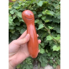 S147--Natural ruby crystal massage stick carved from raw stone polished crystal massage stick