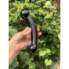 S134--Natural crystal obsidian crystal massage stick two round crystal
