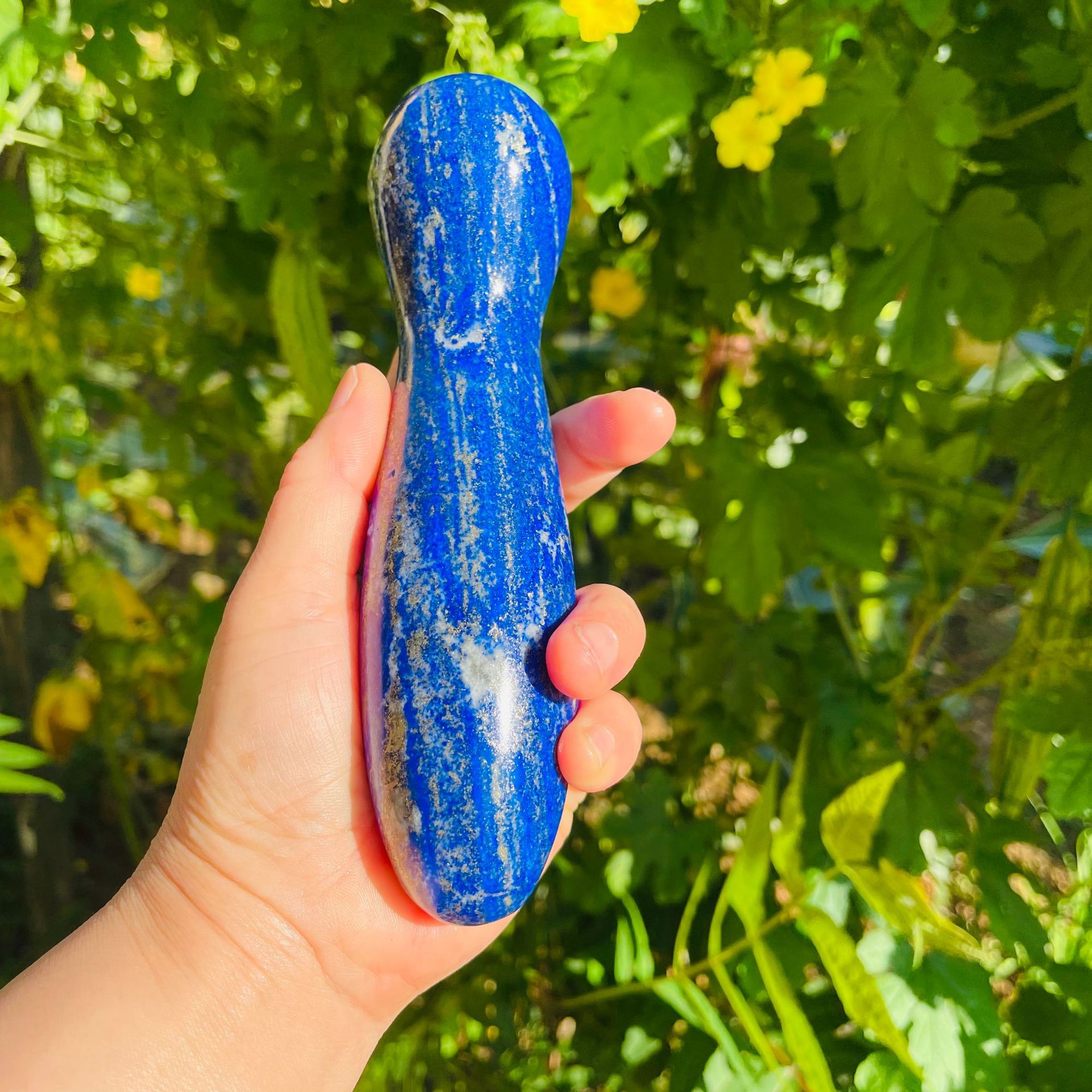 S132--Natural crystal lapis Lazuli crystal massage stick