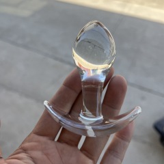 A57-S--Crystal penis female anal plug masturbation device glass rod anal plug