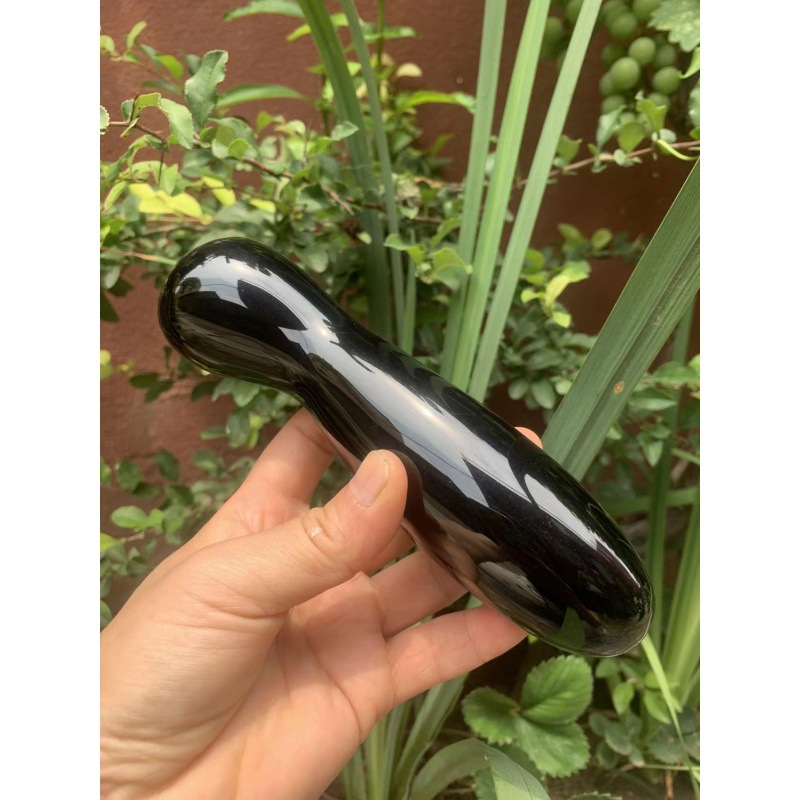 S150--Natural material obsidian crystal massage stick
