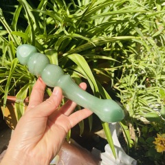 S142--Natural crystal green aventurine crystal massage stick display
