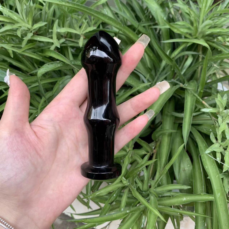 S151--Natural material obsidian crystal massage stick